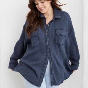 Aerie Navy Button Down Shirt